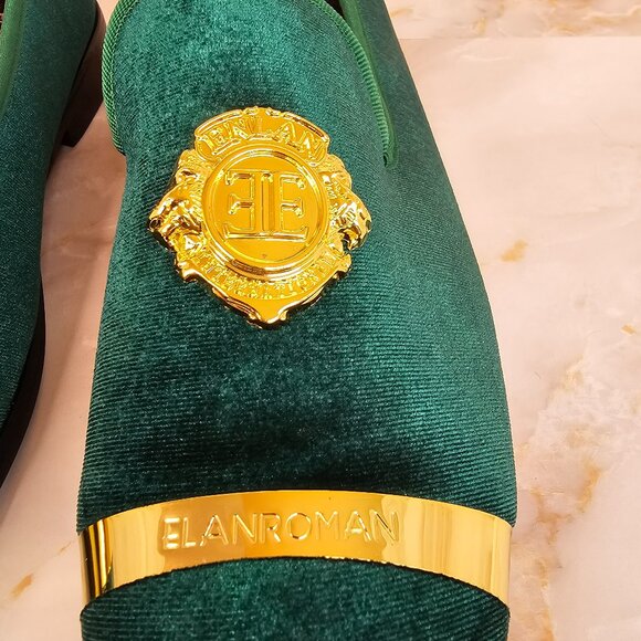 ELANROMAN Men’s Green Velvet Loafers, size 12 (EU 46) - Picture 2 of 10
